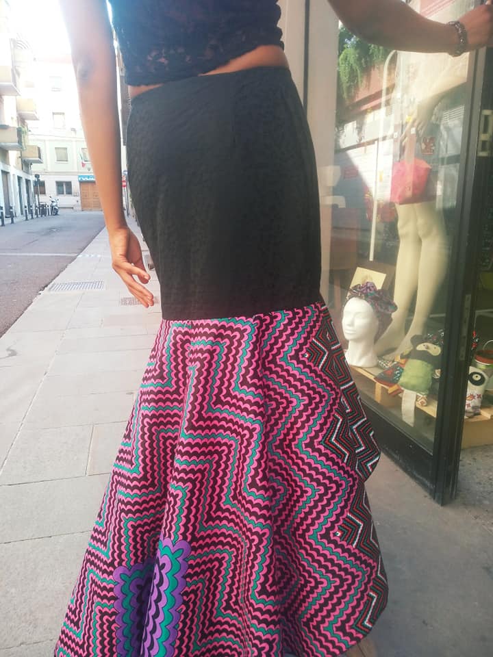 gonna con tessuto wax