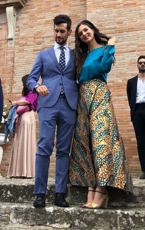 completo blusa e gonna in tessuto wax per cerimonia